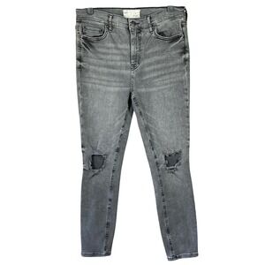 Free People Womens Size 29 Gray Distressed Mid-Rise Skinny Jeans 61855-16515125F